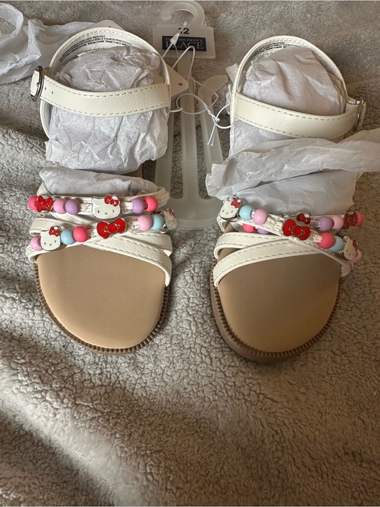The Children's Place Other - The Children's Place White Beaded Hello Kitty Strap Sandals